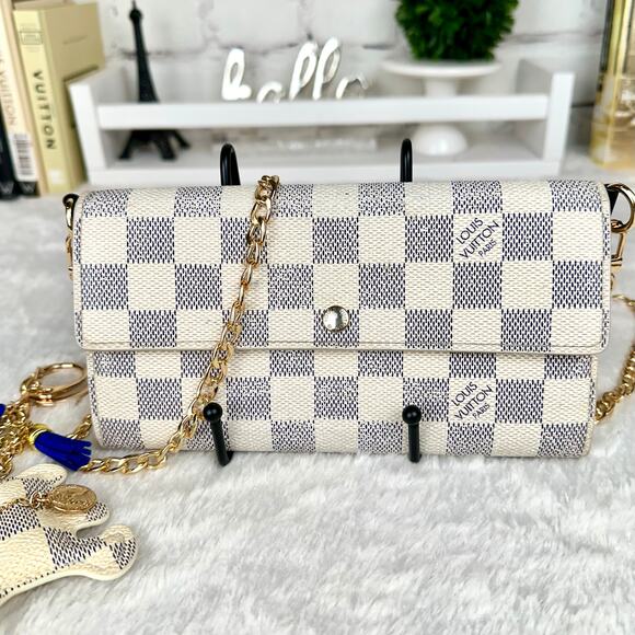 Louis Vuitton Damier Azur Sarah Wallet crossbody bag with chain